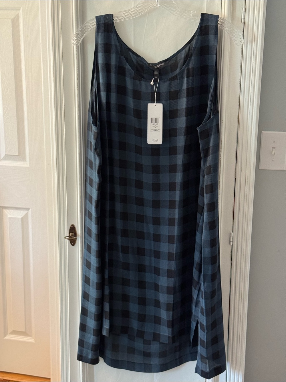Eileen Fisher Silk Buffalo Check Sleeveless Tunic in Fir Size 2X
